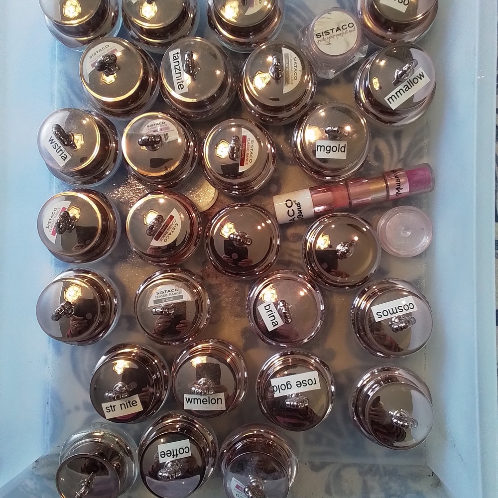 Gold Cosmetic Jar Set for Nail Art and Makeup - Gold